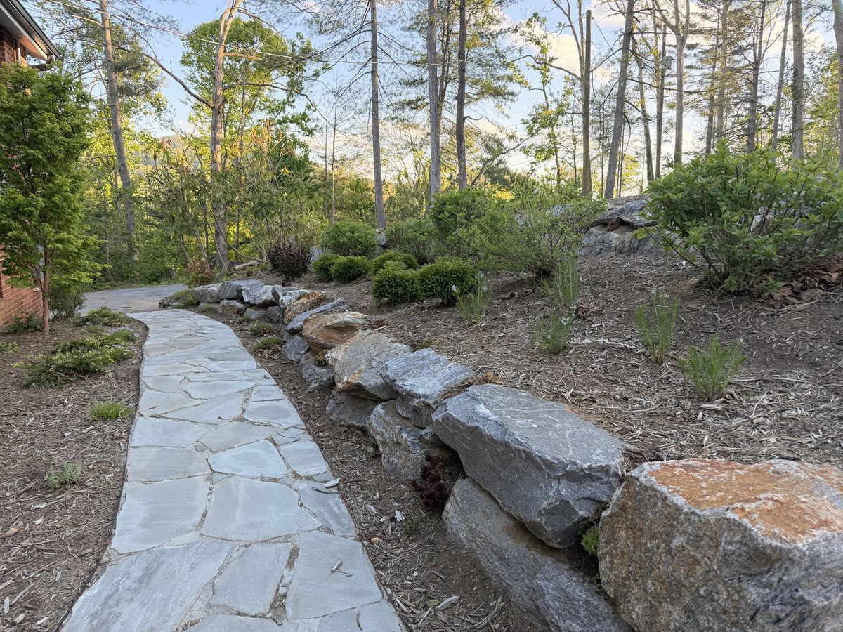 The rock garden and flagstone path